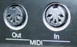 MIDI connectors of an electric piano